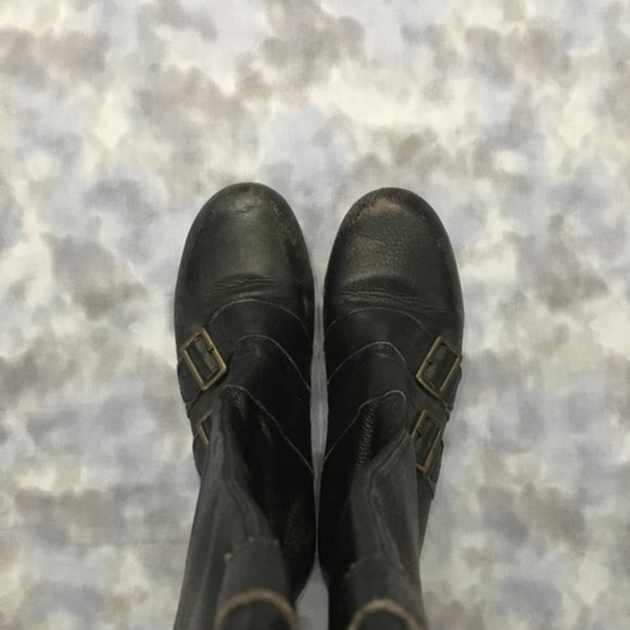 TOP SHOP distressed black leather biker boot sz 38 - Picture 4 of 8